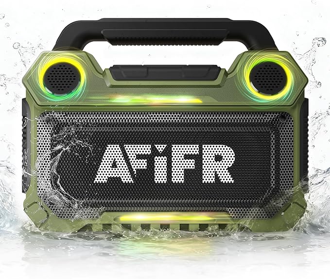 Outdoor Bluetooth Speaker, 160W Loud Bass! Rugged, IP67 Waterproof, 24H Playtime with Lights, Wireless TWS Pairing Portable Speakers for Party, Outsides, Travel, Beach, Garage (Jungle Moss)