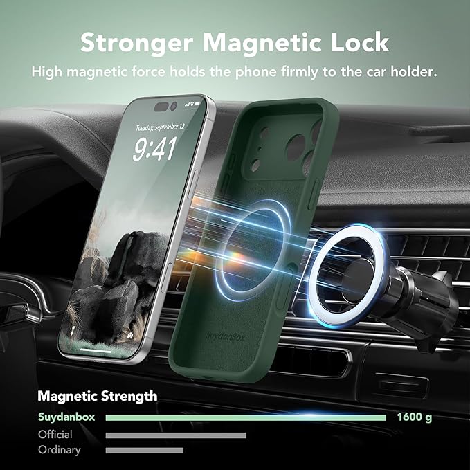 Magnetic for iPhone 17 Pro Max Case, Compatible with MagSafe, [Full Camera Protection][Screen Protector] Silicone Shockproof Protective Phone Case for iPhone 17 Pro Max 6.9", Alpine Green