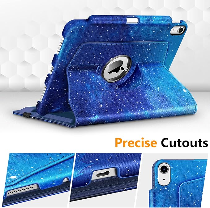 Fintie Rotating Case for iPad Air 11-inch M4/M3/M2 (2026/2025/2024), iPad Air 5th (2022) / 4th Generation 10.9 Inch - 360 Degree Rotating Protective Stand Cover with Pencil Holder, Starry Sky