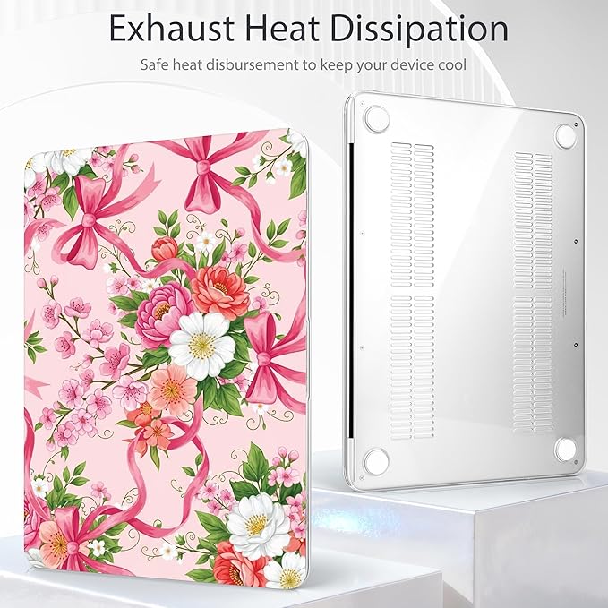 Tuiklol for 2026 MacBook Neo 13 Inch A18 Pro Chip Case, (Model A3404) Anti-Scratch Anti-Drop Slim Hard PC Shell Case with Shockproof Protective MacBook Neo Laptop Cover, Flower with Bow