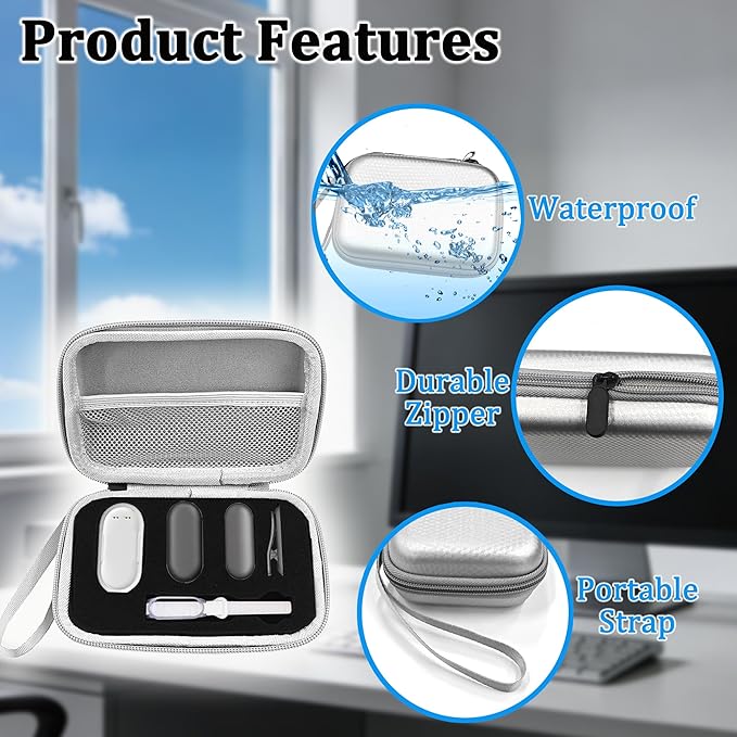 Protective Case for PLAUD NotePin Voice Recorder - Custom Fit Foam Holds All Accessories, Waterproof & Shockproof (Case Only) (Silver)
