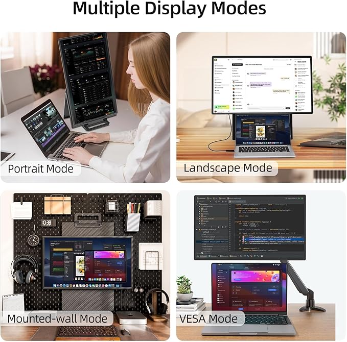 23.8" 2.5K 180Hz Portable Monitor - QHD Laptop Screen Extender 112% sRGB Wide Color HDR HDMI USB C Travel External Display with Stand Gaming Monitor for Computer PC Phone Game Console
