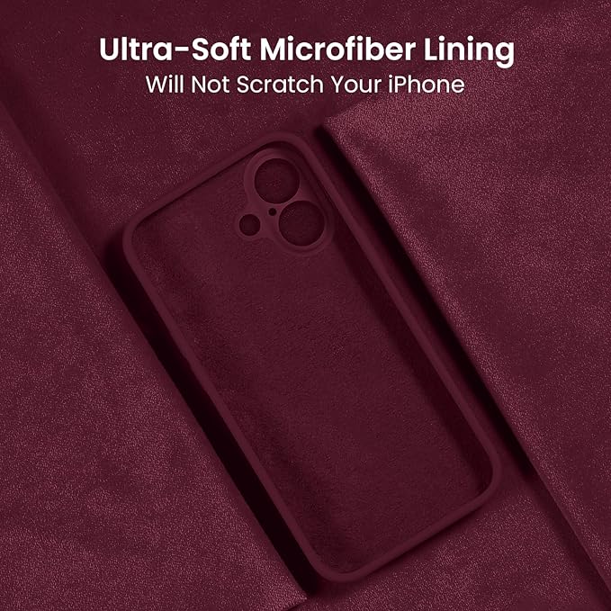 FireNova Designed for iPhone 16 Plus Case, Silicone Upgraded [Camera Protection] Case, Soft Anti-Scratch Microfiber Lining Inside, 6.7 inch, Plum