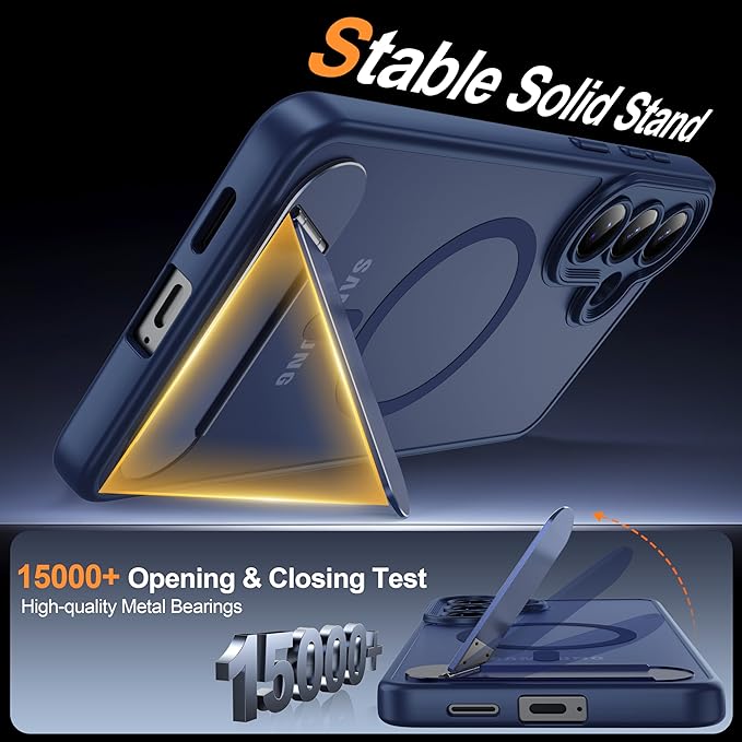 Magnetic for Samsung Galaxy S26+ Plus Case, [Compatible with MagSafe][Full Camera Protection][Built-in Invisible Kickstand] Translucent Matte Phone Case for S26 Plus 6.7" - Blue