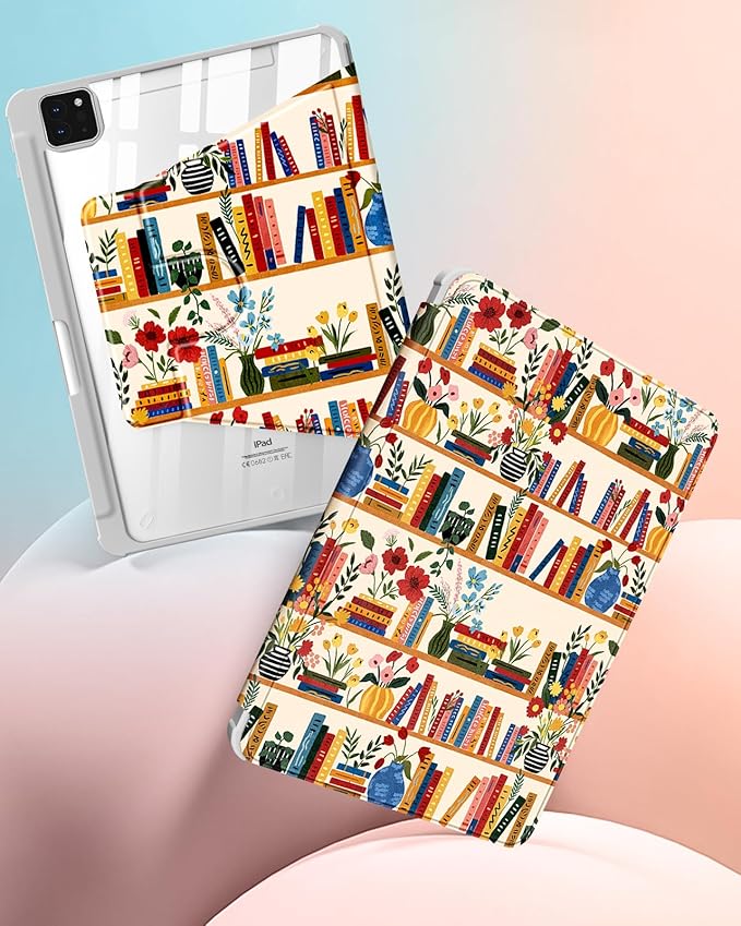 Uppuppy for iPad Air 11 inch Case(Air M4 2026, 8th Gen/M3 2025/M2)/Air 5th/4th Gen 10.9", for iPad Pro 11 inch Case(4th/3rd/2nd/1st Gen) - 360 Rotating Smart Folio Cover with Pencil Holder, Bookshelf