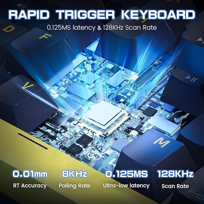 MAGIC-REFINER X68 HE Wired 60% Hall Effect Rapid Trigger Mechanical RGB Gaming Keyboard with 8K Polling,0.04mm RT Accuracy,Magnetic Switch,Adjustable Actuation,Snap Tap for PC Mac Gamer (Starry Night)