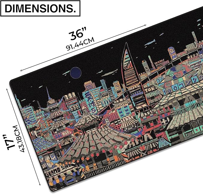 MPCO. Original Large Gaming Desk Mat – 36" x 17" Duraglyde Masterpiece Ichiba-Night Full Desk Mouse Pad for Smooth Precision – Non-Slip, Washable Extra-Large PC Mouse Pad for Gaming Sessions