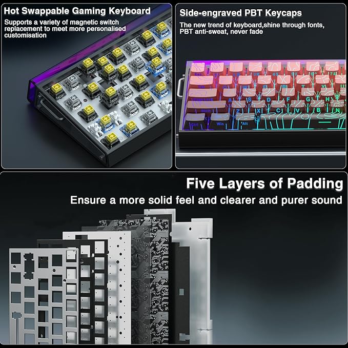 AULA Hero 68 HE 60% Gaming Keyboard Wired, Hall Effect Magnetic Switch Keyboard with 8K Hz Polling Rate, Side Printed PBT Keycaps, RGB Light Box, Customizable Web Software for PC/Mac Gamers