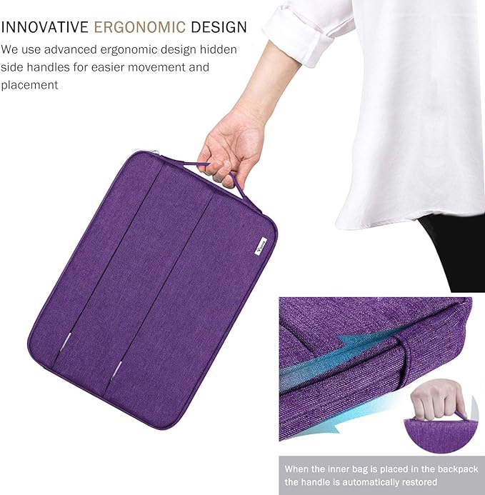 Voova 13 13.6 Inch Laptop Sleeve Case Compatible with MacBook Air 13 M1/M2/M3/M4 2020-2025, MacBook Pro 13/14, IPad Air/Pro 13, Waterproof Slim Computer Bag Cover with Handle, Purple