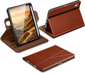 DTTO for iPad mini 7 (A17 Pro) Case, iPad mini 7th / 6th Generation Case (2024/2021), 360 Degree Rotating Premium Leather Folio Stand Cover with Pencil Holder, Brown