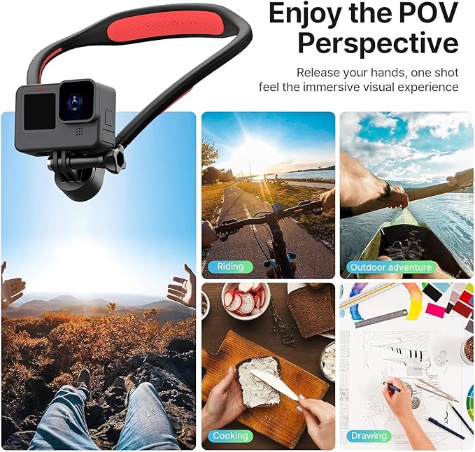 ULANZI Go Quick II Magnetic Neck Mount for Action Cameras, One-Click Quick Release POV Holder, Compatible with GoPro Hero 13/12/11/Insta360 X5/X4/X3/DJI OSMO Action 5/4/3 Pro, Hands-Free Vlogging