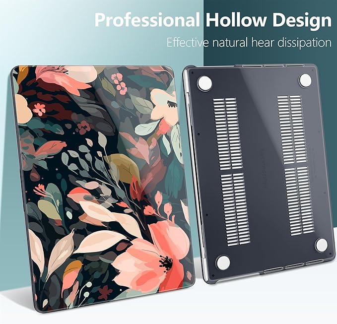 DONGKE Case for MacBook Pro 14 Inch (2026-2021 Release, M5 M4 M3 M2 M1 Pro/Max Chip), Plastic Slim Hard Shell Protective Cover with Keyboard Cover & Screen Protector, Painted Florals