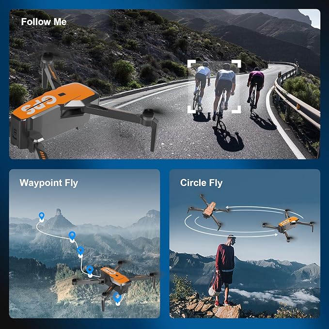 Drones with Camera for Adults 4K - GPS Drone with Auto Return, Brushless Motor, Foldable Mini RC Quadcopter for Kids Beginners with FPV Live Video, Follow Me, 2 Batteries Long Flight Time Under 249g