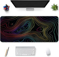 Desk Mat,Large Gaming Mouse Pad 35''×15.6'' XXL Extended Mouse Pad Mat Desk Pad with Non-Slip Base Mousepad for Computer,Office,Keyboard and Laptop - Topographic