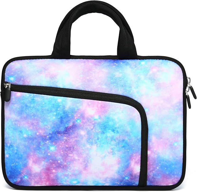 14 15 15.4 15.6 inch Laptop Handle Bag Computer Protect Case Pouch Holder Notebook Sleeve Neoprene Cover Soft Carrying Case with Extra Pockets For Dell Lenovo Toshiba Chromebook ASUS Acer(Blue Galaxy)