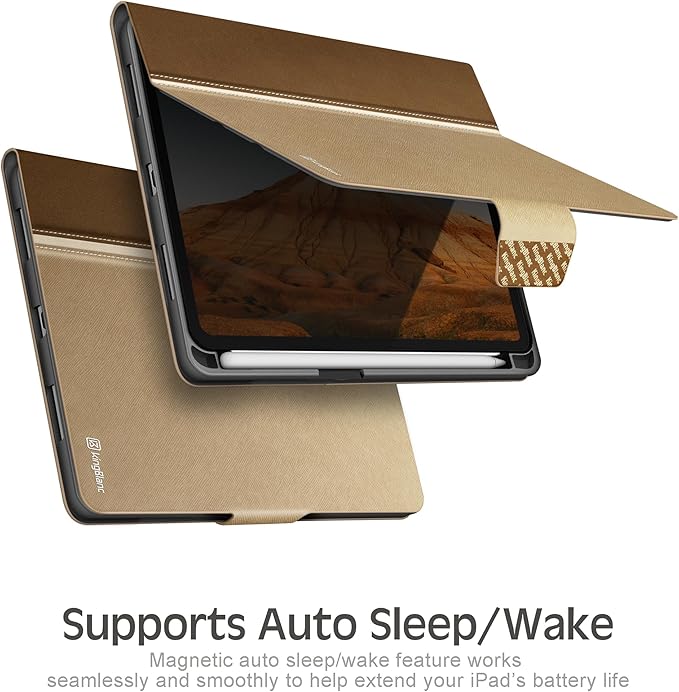 KingBlanc for iPad mini 7 (A17 Pro) Case, iPad mini 7th/6th Generation Case (2024/2021 8.3-inch) with Pencil Holder, PU Leather Stand Cover, Auto Sleep/Wake, Multi-Angle for Viewing/Typing, Beige