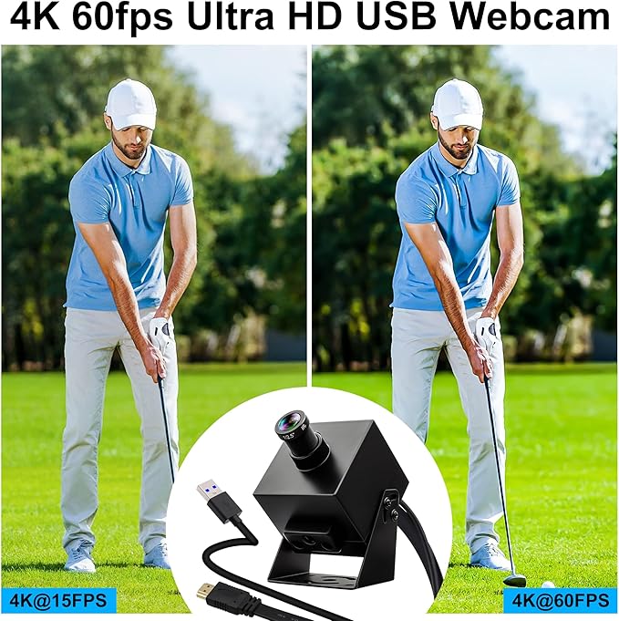 4K HDMI USB3.0 Camera Simultaneous Output 60fps H.264 Webcam with 25° Narrow Angle Lens, 2X Digital Zoom Plug and Play for Video Conference Industrial TV