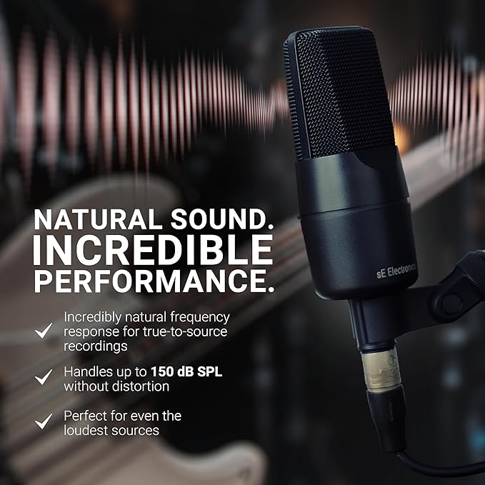 SE ELECTRONICS X1 A Large Diaphragm Condenser Microphone with 100 Hz Filter & -20 dB Pad - XLR Condenser Mic for Singing & Instruments - Professional Studio Microphone for Recording & Podcasting