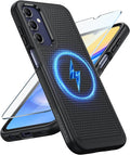 FNTCASE for Galaxy A15-5G Phone Case - Samsung A15 5G Magnetic Cover [Fit for Magsafe] with Screen Protector, Anti-Slip Textured, TPU+PC Dual Layer Shockproof, Military Grade Drop Protection (Black)