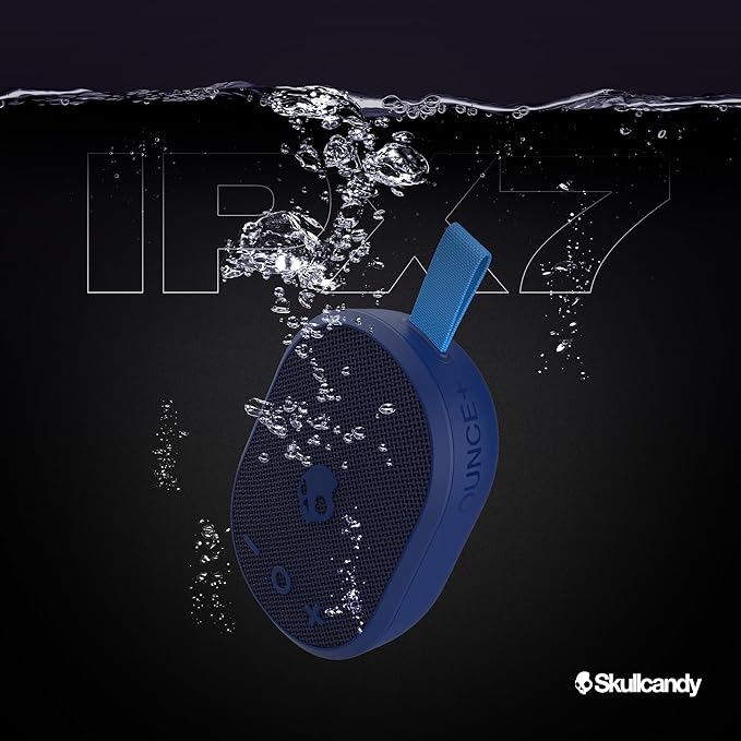 Skullcandy Ounce+ Wireless Bluetooth Speaker - IPX7 Waterproof Mini Portable Speaker with 16 Hour Battery, True Wireless Stereo, and Ballistic Nylon Carry Strap (Navy)