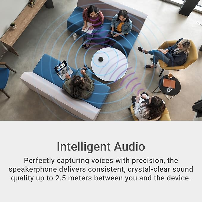 Dell Pro Plus Wireless Speakerphone - SL525 - USB-C, Zoom/Microsoft Teams Certified, Wired/Wireless, Bluetooth 5.3, Omni-Directional, AI-Based Noise Cancellation