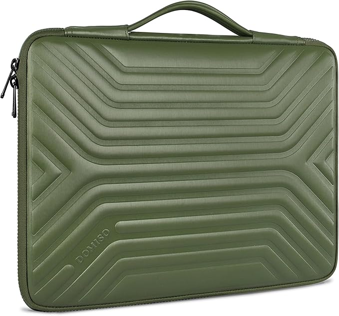 DOMISO 15.6 Inch Laptop Sleeve Case, Shockproof Waterproof Soft EVA Protective Bag with Handle, Lightweight Carrying Case for MacBook, Dell, HP, Lenovo, ASUS, Olive
