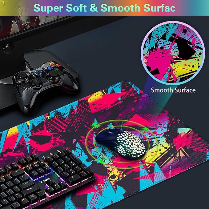 Canjoy Gaming Mouse Pad 31.5x15.8inch Extended XXL Large Mouse Pad Big Computer Keyboard Mouse Mat Desk Pad with Non-Slip & Rubber Base & Stitched Edge