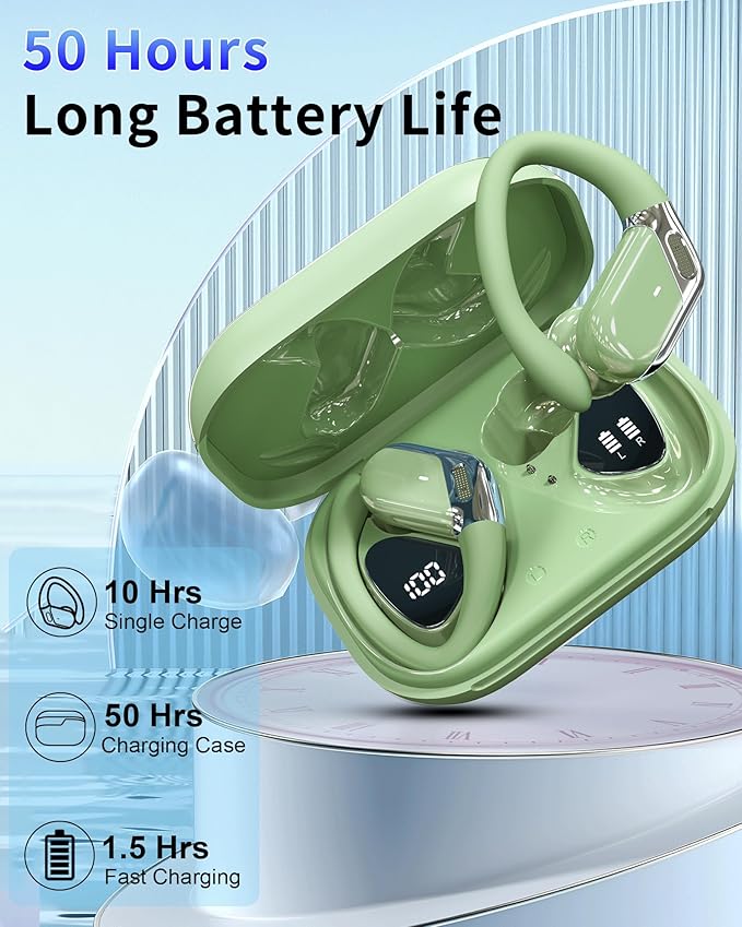 Ear buds Wireless Earbuds, 2026 Bluetooth 5.4 headphones Sport Noise Cancelling, Over Ear Earbuds with Ear Hooks, Running Headphones 50 Hrs, Bluetooth Earphones with Mic/IP7 Waterproof for Android iOS