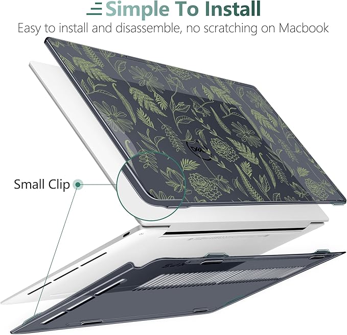 Batianda Case for Dell XPS 13 Laptop Copilot+ PC 13.4" Display 2025 2024 Model Number 9345/9350, Ultra-Slim Lightweight Scratch-Resistant Hard Shell with Professional Protection, Plant Branches