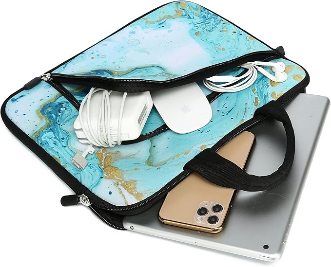 14 15 15.4 15.6 inch Laptop Handle Bag Computer Protect Case Holder Notebook Sleeve Neoprene Cover Soft Carrying Case with Extra Pockets for Dell Lenovo Toshiba HP Chromebook ASUS Acer(Vast Ocean)