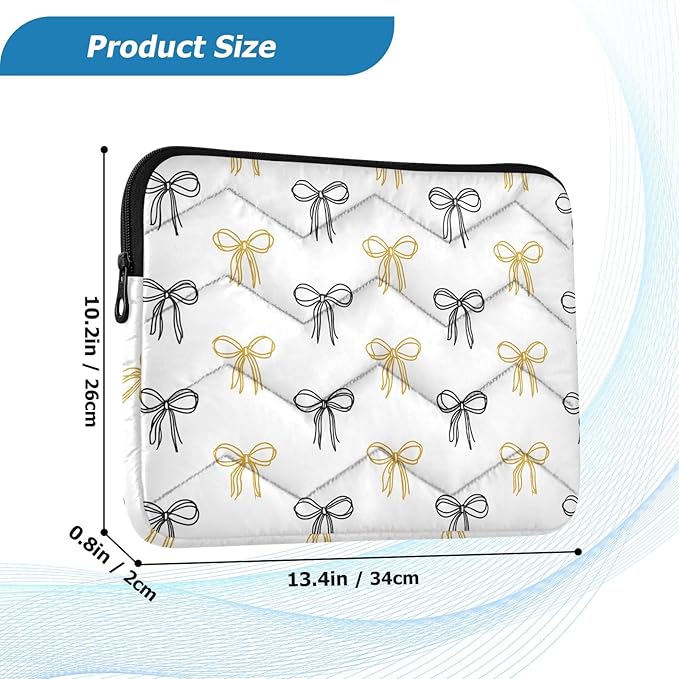 Laptop Case Sleeve, Black Yellow Bow Pattern Shockproof Protective Computer Carrying Cover, Briefcase Handbags 13-13.3inch Laptop Sleeve Bag