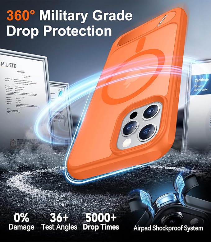 Magnetic Compatible with iPhone 12 Case & iPhone 12 Pro Case, [Built-in Invisible Kickstand][Compatible with MagSafe][Military Grade Shockproof] Slim Translucent Matte Phone Case 6.1"