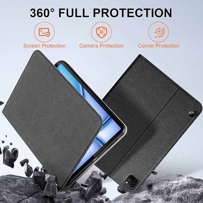 for iPad Pro 11 inch Case 4th/3rd/2nd/1st Gen (2022-2018), Slim [Leather Feel] Protective Cover, Multi-Angle Stand & Auto Sleep/Wake Smart Folio, Black