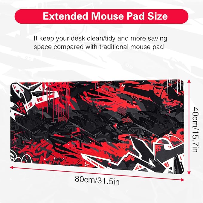 Canjoy Gaming Mouse Pad 31.5x15.8inch Extended XXL Large Mouse Pad Big Computer Keyboard Mouse Mat Desk Pad with Non-Slip & Rubber Base & Stitched Edge