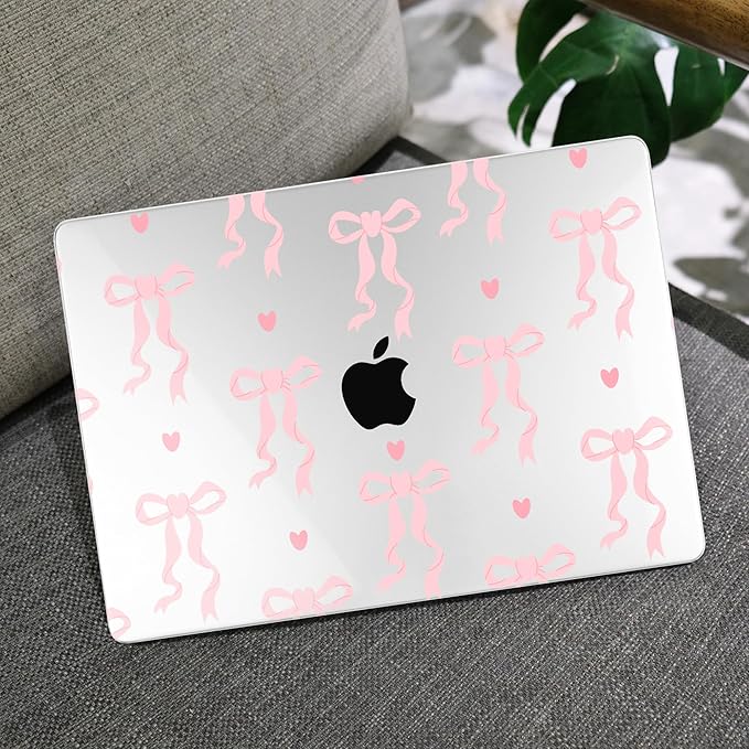MEEgoodo Case for M5/M4/M3/M2 MacBook Air 15 inch Case 2026 2025 2024 2023, Laptop Shell Fit Model (A3448/A3241/A3114/A2941) for MacBook Air 15.3-inch, Trendy Bow & Hearts