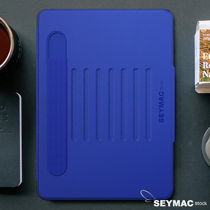 SEYMAC stock Case for iPad 6th/5th Generation/Air 2/Pro 9.7'', Strong Magnetic Auto Sleep Shockproof Case with Absorbing Multi-Angles Stand, Pen Holder, Card Slot (Blue)