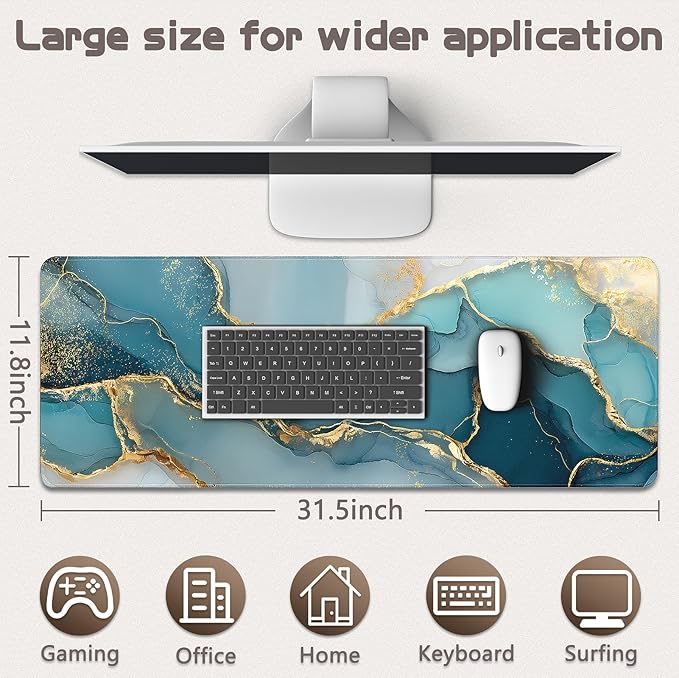 Gaming Mouse Pad - (31.5"×11.8") Marble Large Mouse Pads for Desk - Desk Mat for Keyboard and Mouse with Non-Slip Base, Desks Pad Matfor Game/Office & Home