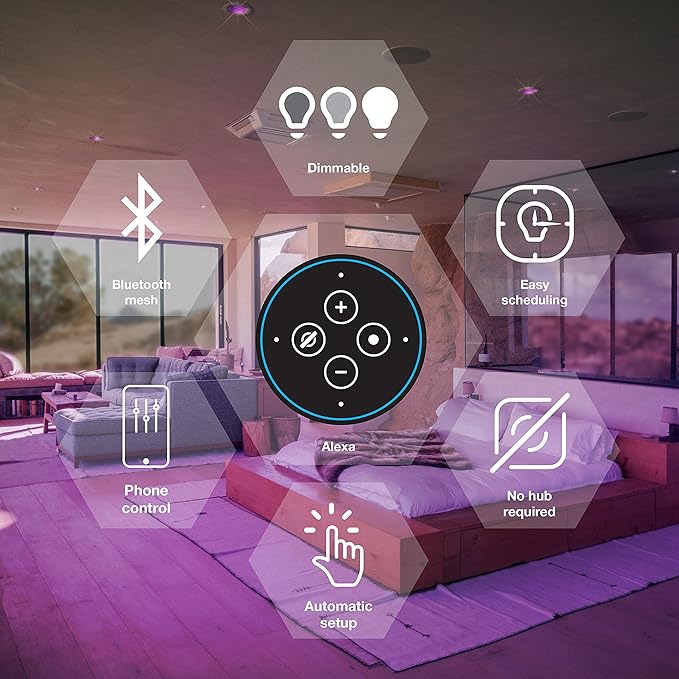 Sylvania Bluetooth Mesh LED Smart Light Bulb, BR30 65W, E26, RGBW Full Color & Adjustable White, Works with Alexa Only - 2 Pack (75762)