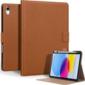 Genuine Leather Case for iPad 11th Gen 11" (2025/A16) & 10th Gen 10.9" (2022) | with Pencil Holder and Adjustable Stand, Magnetic Closure, Auto Wake/Sleep Cover | Brown