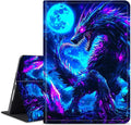 for Amazon Kindle Fire HD 10 (9th/7th/5th Generation, 2019/2017/2015 Release) 10.1" Tablet Case, Slim Kickstand Stand Leather Smart Cover with Auto Wake/Sleep, Blue Moon Dragon