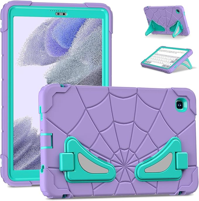 AKABEILA Compatible with Samsung Galaxy Tab A7 Lite 8.7 inch T225/T220(2021) Tablet Case，Lightweight Shockproof Rugged Protective Cover with Kickstand for Kids Children Boys Babies Purple Mint Green