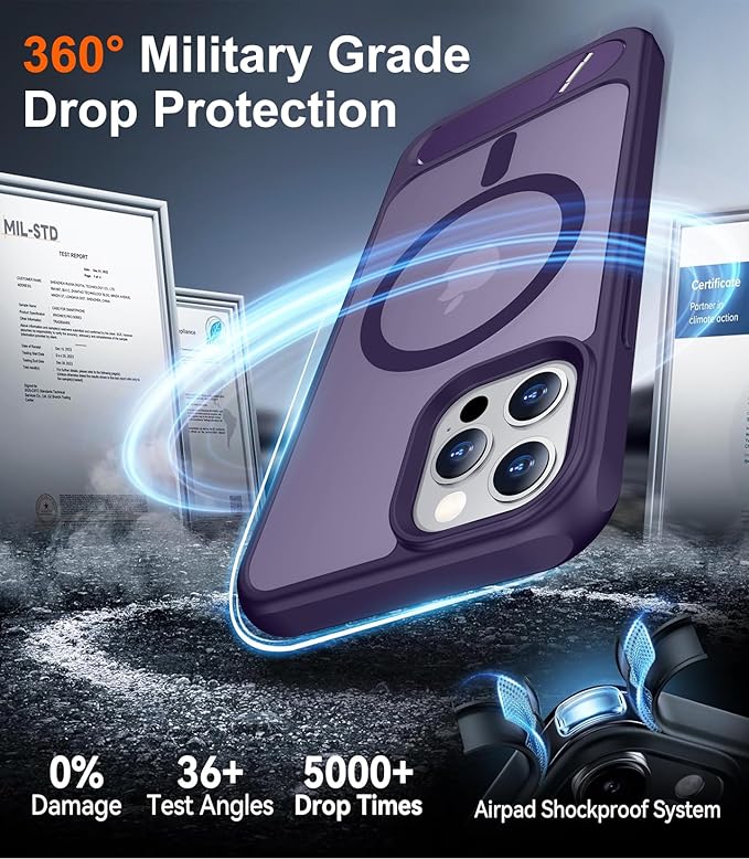 Magnetic Compatible with iPhone 12 Pro Max Case, [Built-in Invisible Kickstand][Compatible with MagSafe][Military Grade Shockproof] Slim Translucent Matte Phone Case for iPhone 12 Pro Max 6.7"