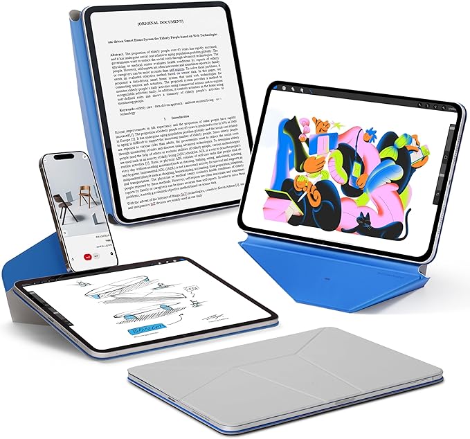 MOFT Dynamic Folio Case for iPad A16 11th Generation 2025 & iPad 10th Generation A14 2022, Slim Magnetic Stand Case with 20+ Viewing Angles, Auto Wake/Sleep, Ultra Thin, Cement x Sapphire
