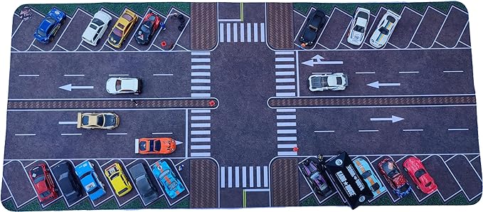 XXL 1/64 Scale Parking Lot Mouse Pad 90x40cm Non-Slip Rollable Desk Mat | Large Diorama Playmat for Hot Wheels, Matchbox, Mini GT, Tarmac, Inno64 and Diecast Car Collectors, Kids and Gamers