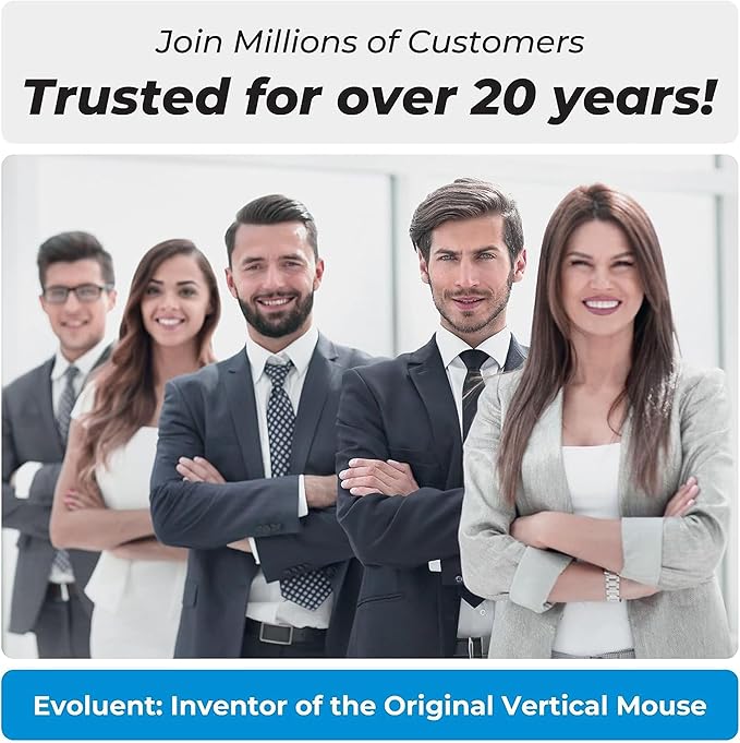 Evoluent – Inventor of The Vertical Mouse – VM4L Ergonomic Vertical Mouse Left Hand Wired USB, Sculpted for Comfort, Reduces Wrist Strain, 4 Speeds, 6 Customizable Buttons in Windows