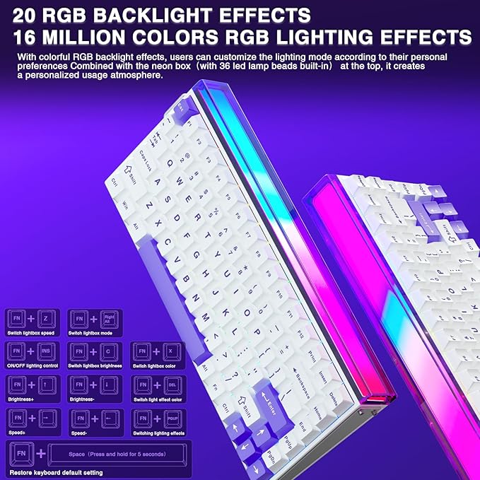 Aula Hero 84 HE - 75% Mechanical Gaming Keyboard Wired, Magnetic Switches Hot Swappable Hall Effect Keyboard, Rapid Trigger Mode 8000Hz Polling Rate, RGB Neon Light Box, Gamers Keyboards for PC/Mac