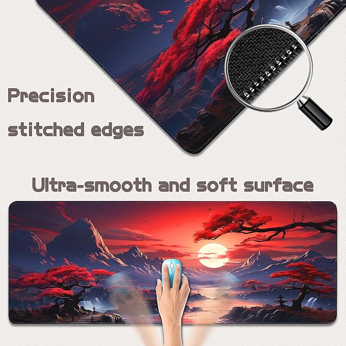 Gaming Mouse Pad - (31.5"×11.8") Japanese Anime Large Mouse Pads for Desk - Desk Mat for Keyboard and Mouse with Non-Slip Base, Desks Pad Matfor Game/Office & Home