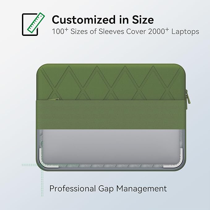 Smatree Laptop Sleeve for 14 inch ASUS Zenbook 14 UX425/UM425QA, Case with Accessory Pocket, YKK Zipper, Patented Shockproof Design, Green (E464G)
