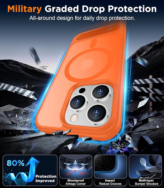 Magnetic Compatible with iPhone 16 Pro Max Case, [Built-in Invisible Kickstand][Compatible with MagSafe][Military Grade Shockproof] Slim Translucent Matte Phone Case for iPhone 16 Pro Max 6.9"