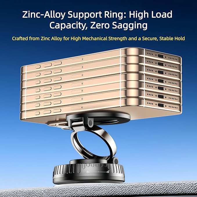 Magnetic Car Phone Mount for MagSafe: 360° Rotatable Adjustable Holder with Suction Cup, Universal Fit for Dashboards/Windshields/Glass, Compatible with iPhone 17/16/15 Series & Android